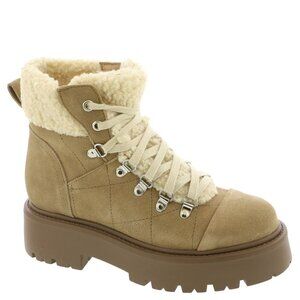 NEW Steve Madden Reyen Suede Lace Up Lug Sole Boots in Oatmeal Sz. 6.5